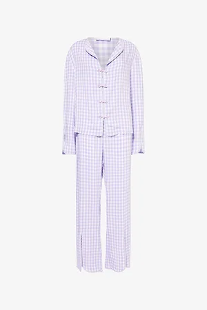 Sleeper Womens Louis Gingham Straight-Leg Woven Pyjama Set