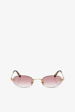 Miu Miu Womens Mu A54S Oval-Frame Metal Sunglasses