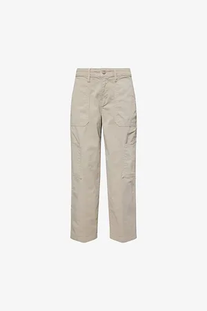 GOOD AMERICAN Womens Cargo Cropped-Length Cotton-Twill Trousers