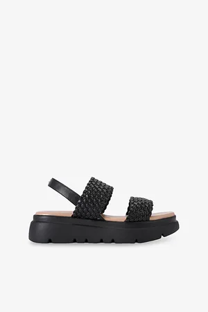 Carvela Comfort Womens Krypton Metallic Woven-Strap Leather Sandals
