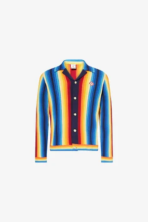 Casablanca Mens Brand-Appliqué Gradient Towelling Cotton-Blend Jacket