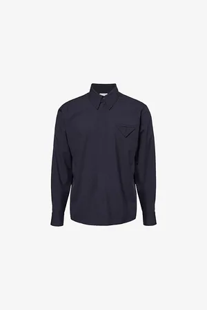 Bottega Veneta Mens Spread-Collar Regular-Fit Wool Shirt
