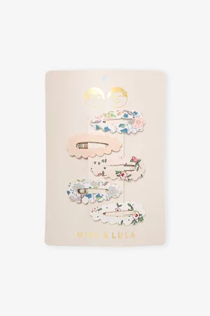 MIMI & LULA Scalloped Floral Clic Clacs Pack Of Five Mini Hair Clips