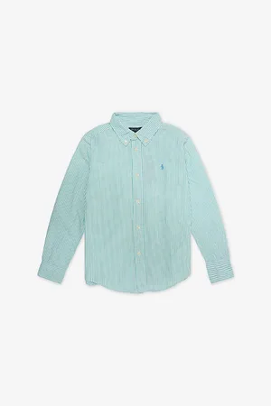 Ralph Lauren Mens Striped Button-Down Cotton-Poplin Shirt