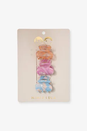 MIMI & LULA Abstract-Print Pack Of Three Acetate Claw Clips