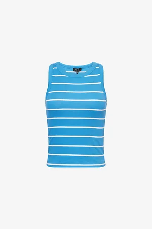 ME AND EM Womens Regular-Fit Striped Stretch-Cotton Jersey Top