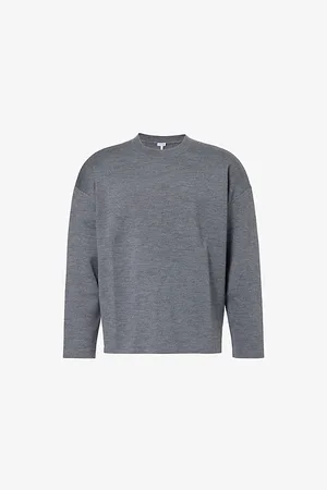 Loewe Mens Logo-Embroidered Relaxed-Fit Wool-Blend Jumper