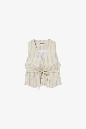 Claudie Pierlot Womens Stripe Sleeveless Blazer Woven Top