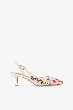 Kurt Geiger Womens Aria Low 2 Embrodiered Mesh Woven Heeled Courts