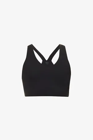 alo Womens Real V-Neck Stretch-Woven Bra