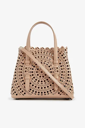 Alaïa Womens Mina Mini Laser-Cut Leather Top-Handle Bag