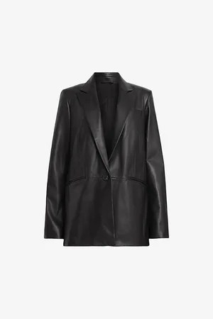 AllSaints Womens Deri Single-Breasted Leather Blazer