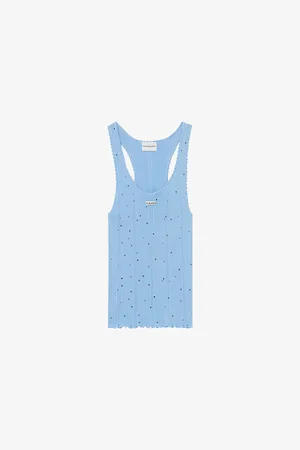 Claudie Pierlot Womens Dot-Pattern Scoop-Neck Cotton-Jersey Vest Top