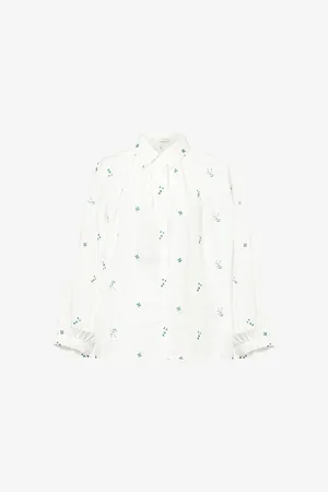 Max Mara Womens Gilly Embroidered Cotton-Poplin Shirt