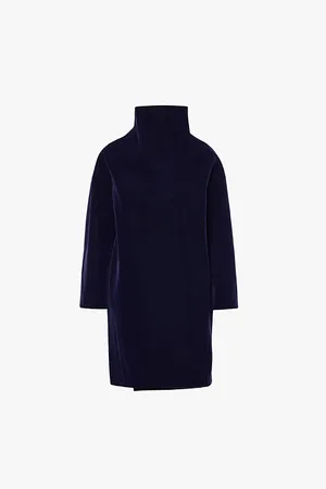 Alaïa Womens Round High-Neck Long-Sleeve Wool-Blend Coat