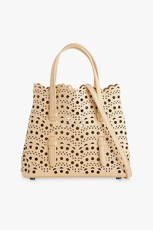 Alaïa Womens Mina Mini Laser-Cut Leather Top-Handle Bag