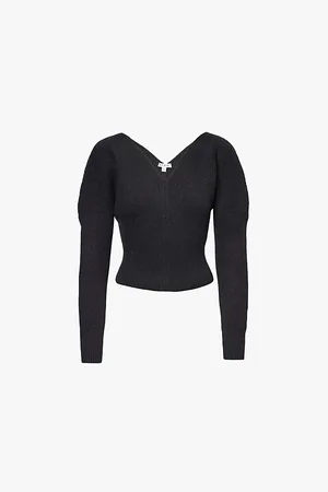 Alaïa Womens Heart-Neck Knitted Wool Jumper