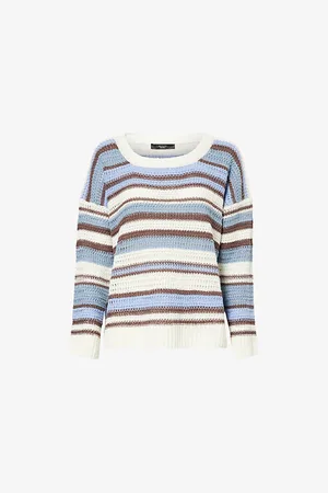 Max Mara Womens Basilio Striped-Print Linen Jumper