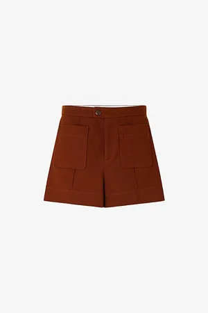Soeur Womens Dover Pocket-Embroidered High-Rise Cotton Shorts