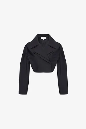 Alaïa Womens Double-Breasted Cropped Woven Jacket