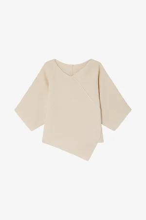 Soeur Womens Essaouira Dropped-Shoulder Asymmetric-Hem Ribbed Cotton Jumper