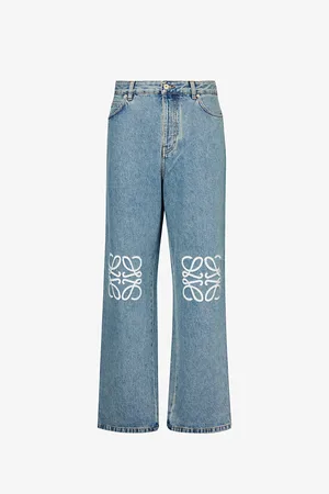 Loewe Mens Anagram-Embellished Straight-Leg Jeans