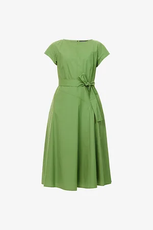 Max Mara Womens Magma Flared Cotton-Poplin Midi Dress