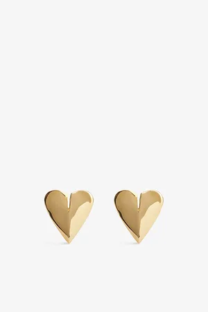 Alaïa Womens Torn Heart Brass Earrings