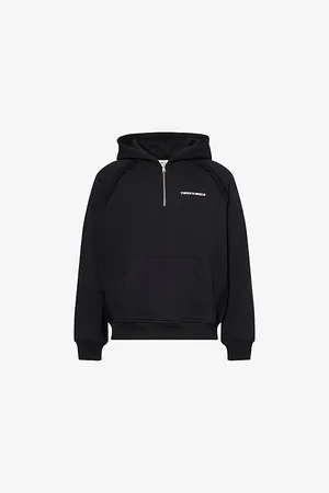The Couture Club Mens Raw Seam Logo-Print Cotton Hoody