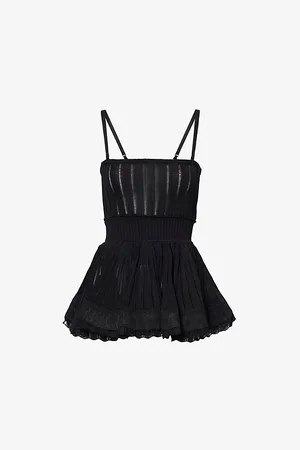 Alaïa Womens Crinoline Square-Neck Knitted Top