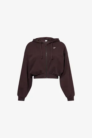 GymShark Womens Lift Club Brand-Embroidery Cotton-Blend Hoody