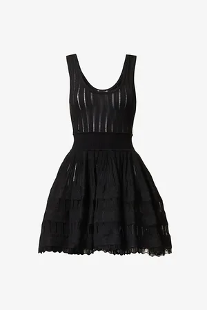 Alaïa Womens Crinoline Scoop-Neck Stretch-Woven Mini Dress