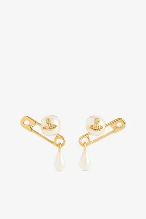 Vivienne Westwood Womens Claude Small Gold-Plated Brass and Pearl Stud Earrings