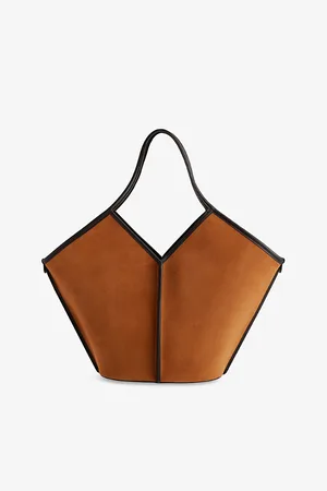 Hereu Womens Calella Leather-Trim Suede Tote Bag