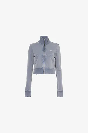 Daily paper Womens Faded-Wash Zip-Front Cotton-Jersey Jacket
