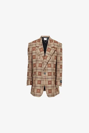 Marine Serre Womens Moon Jacquard Boxy-Fit Wool Jacket