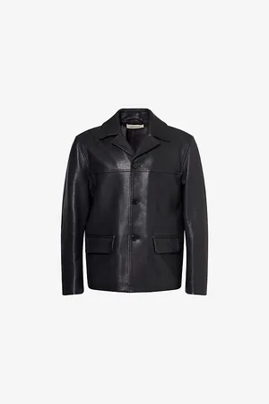 Frame Mens Two-Flap-Pockets Relaxed-Fit Leather Jacket