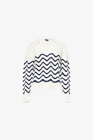 Rails Womens Louise Scallop-Stripe Cotton-Knit Jumper