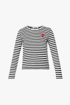 Comme des Garçons Womens Heart-Appliqué Cotton-Jersey Top