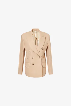 Victoria Beckham Womens Oversized Double-Breasted Wool-Blend Jacket