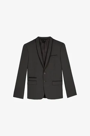 The Kooples Mens Shawl-Collar Single-Breasted Stretch Wool-Blend Blazer