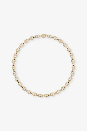 APM Monaco Womens Maille Marine 18ct Yellow Gold-Plated Metal Alloy and Cubic Zirconia Necklace