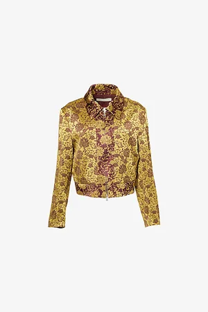 DRIES VAN NOTEN Womens Floral-Print Two-Slip-Pockets Relaxed-Fit Woven-Blend Jacket