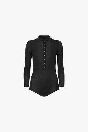 The Frankie Shop Womens Solana Polo Ribbed Wool-Blend Knitted Bodysuit
