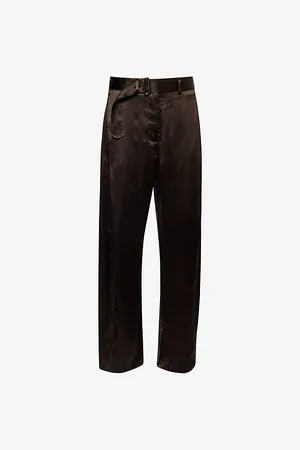 MAGDA BUTRYM Womens Belted Two-Slip-Pockets Wide-Leg High-Rise Silk-Blend Trousers