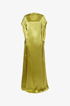 DRIES VAN NOTEN Womens Plunge-Neckline-At-Back Cap-Sleeves Stretch-Silk Maxi Dress