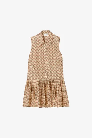 Claudie Pierlot Womens Graphic-Print Button-Down Sleeveless Woven Mini Dress
