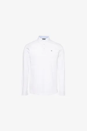 Hackett Mens Logo-Embroidered Long-Sleeve Cotton-Jersey Polo Shirt