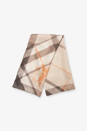 Burberry Womens Check-Print Ekd-Logo Silk Scarf