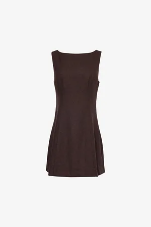 Reformation Womens Willene Boat-Neck Wool-Blend Mini Dress